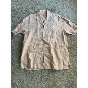 Tommy Bahama Button Up Solid Tan Shirt Mens Size Large